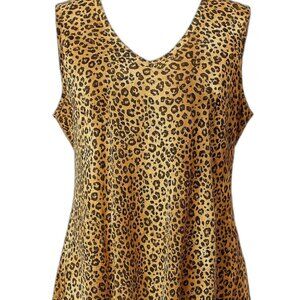 AGB Animal Print V-Neck Tank Top Medium USA Lightweight Stretch Price Firm